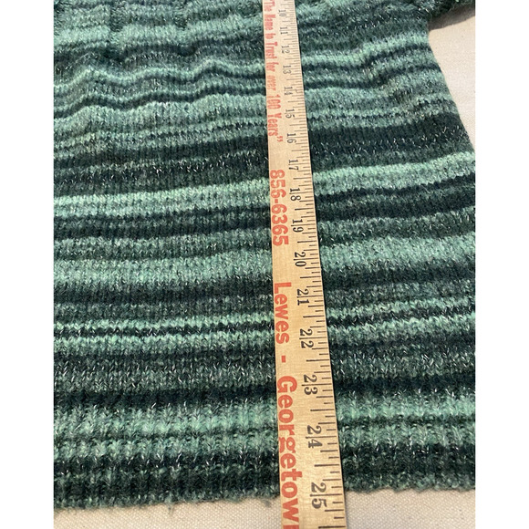 Knox Rose Womens Sweater Size 2XL Boho Green Striped Mock Neck Festival Sweater - Picture 10 of 13